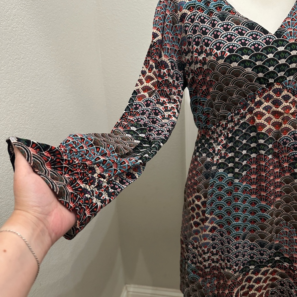Anthropologie Maeve - Monaco Geometric Long Sleeve Dress in Multicolor EUC - Picture 4 of 6